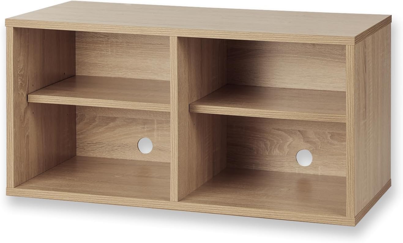 Locker Storage, Wide, No Door, Opened, Wooden, SB980, ASKA, Assembly, Stylish, 2 Rows, Small, Connected, Wide, Woodgrain, Shelf, Adjustable, Display Storage, Width 31.5 x Depth 15.7 x Height 15.7