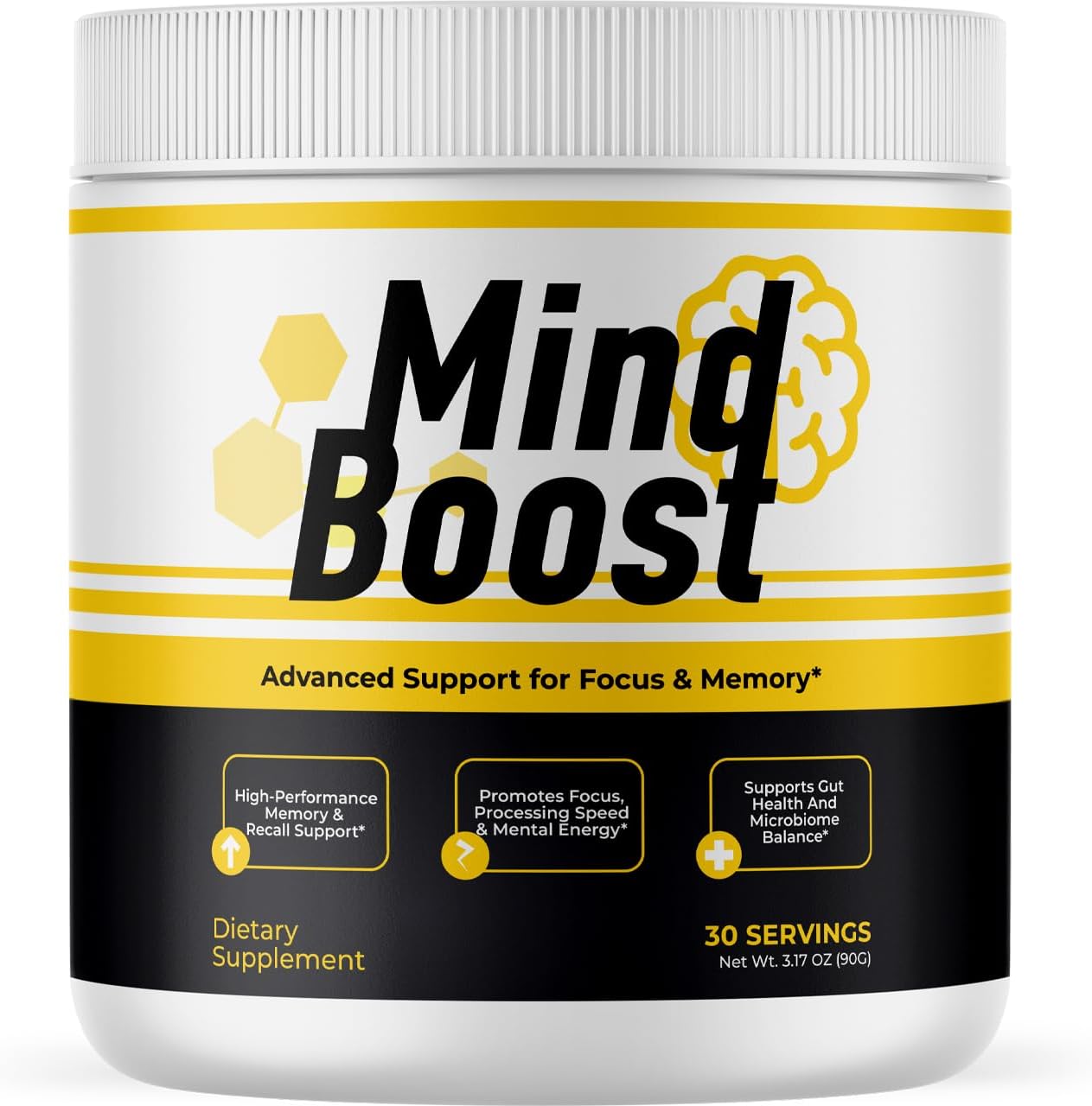 MindBoost Powder - Official Mind Boost Day Supplement, Advanced Nootropic, Premium Formula, Natural Vitamins for Wellness - 1 Bottle for 1 Month