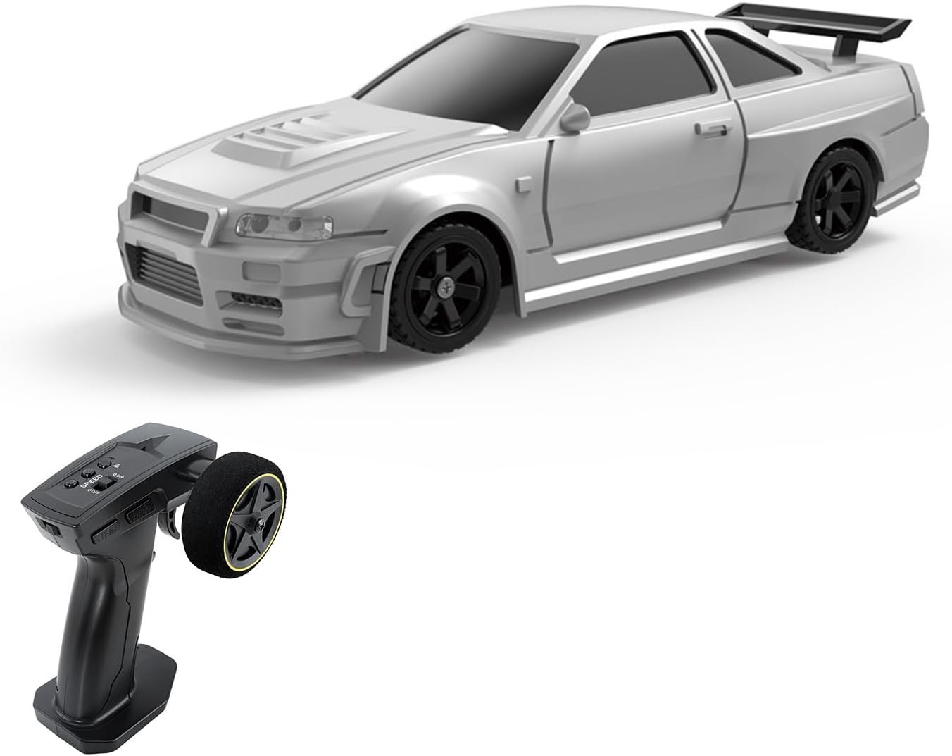 OUNA Remote Control Drift Car 2.4GHz 1/43 Remote Control Car 4WD Fully Proportional Remote Control Racing Car with Simulated Lighting Drifting Forward Backward, Turn Left, Turn Right