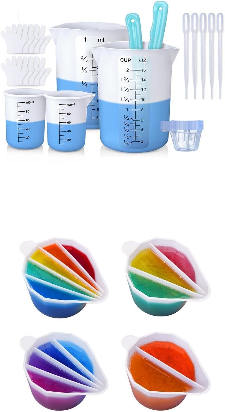 Bundle set of LET'S RESIN 450ml Silicone Measuring Cups And LET'S RESIN Silicone Split Cups