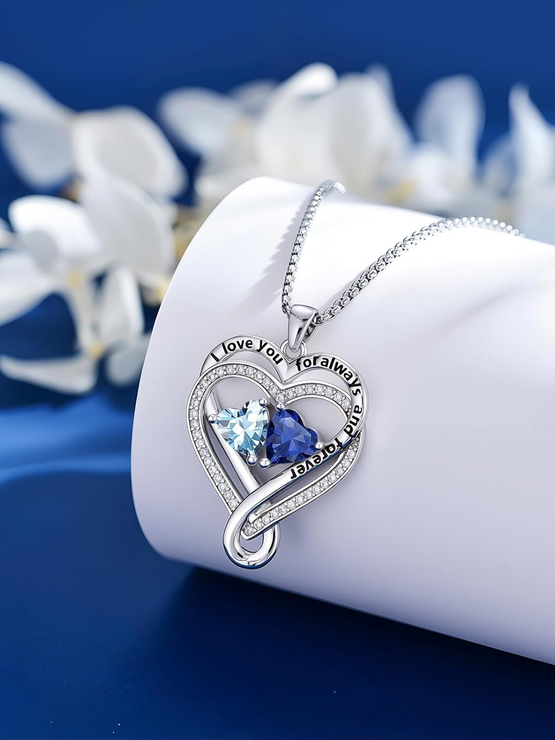 Valentine's Day Gifts for Women Infinity Heart Two Birthstone I Love You Pendent Jewerly Anniversary Women Pendent Necklaces for Her Wife Birthday Gift Ideas Birthday Present for Girlfriend Mom Daughter Yourself - Image 4