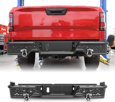 Rear Bumper Fit for Nissan Frontier 2022-2026, Heavy Duty Steel Back Bumper for Frontier 22-26 w/License Lamp Mounting Hole,Blind Spot Monitor Mounting Bracket,Sensors Holes, 2 X 4-inch Pod Lights
