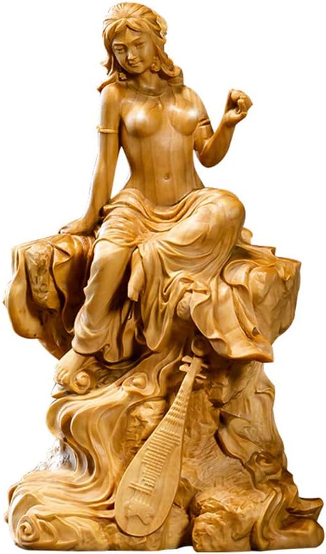 仏像『 裸弁財天 』 純金箔 ダイヤモンド 針水晶 葉小鵬 黄楊総手彫り