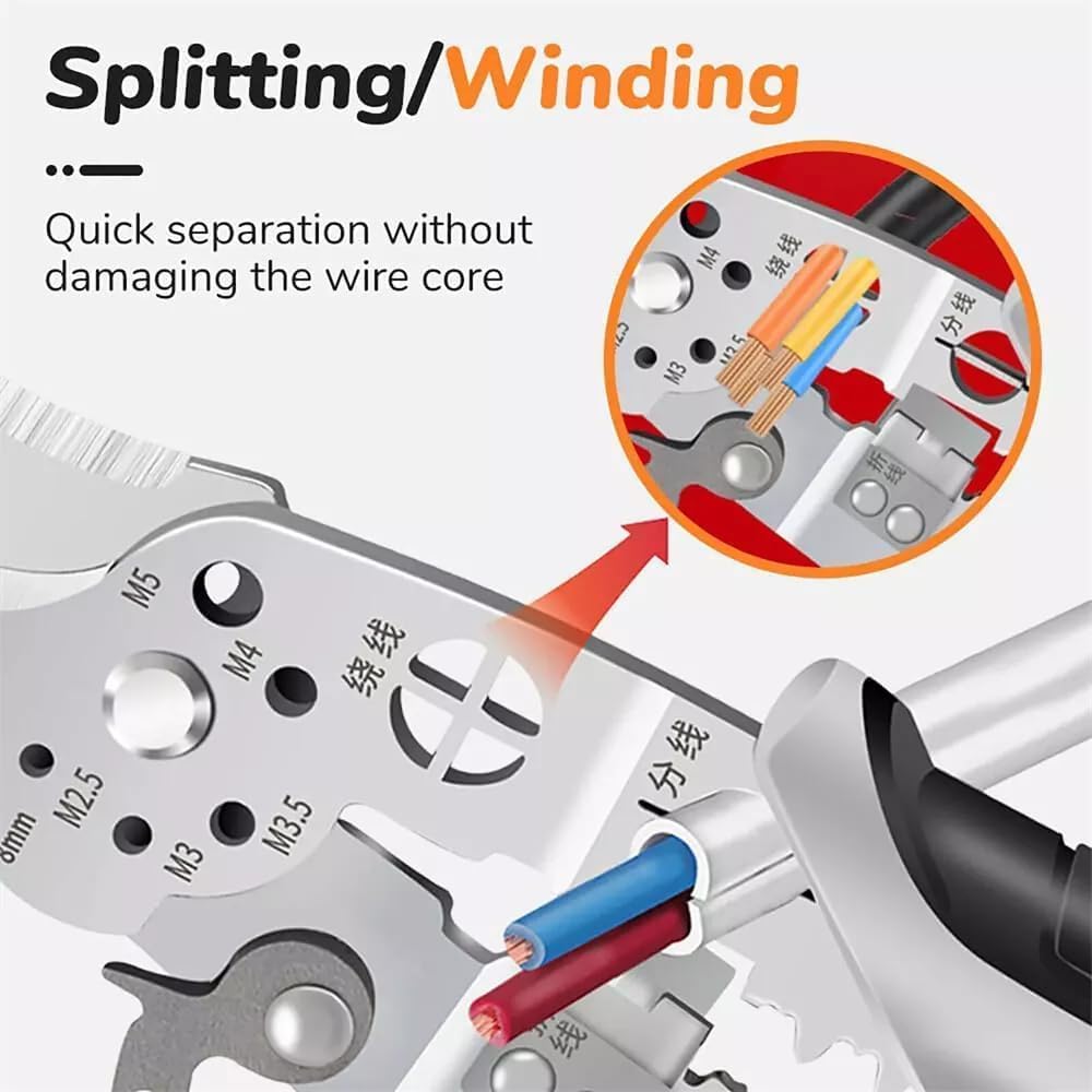 Generic Multi-Functional Electrician Pliers, Wire Stripping, Winding, Rescue Tool with Carabiner, Silver/Black, LSR007