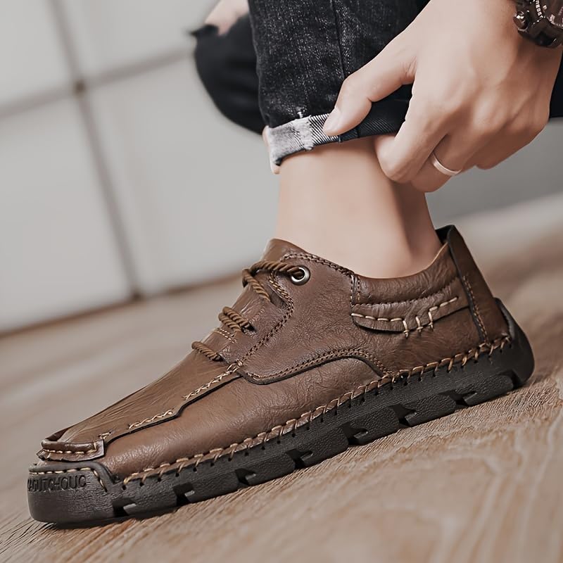 Casual Men's Shoes, Thick-Soled Stitched, Trendy lace-up Low-top Loafers are Fashionable and Suitable for Daily Casual wear in Work and Business Occasions.3