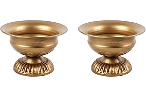 Petite and Pristine 2-Piece Gold Pedestal Vases: A Touch of Elegance for Your Home Décor