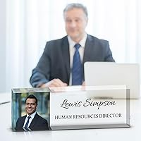 Vista 16 de Placa con nombre para escritorio, placa con nombre personalizada de doble cara para decoración de escritorio de oficina para mujeres y hombres