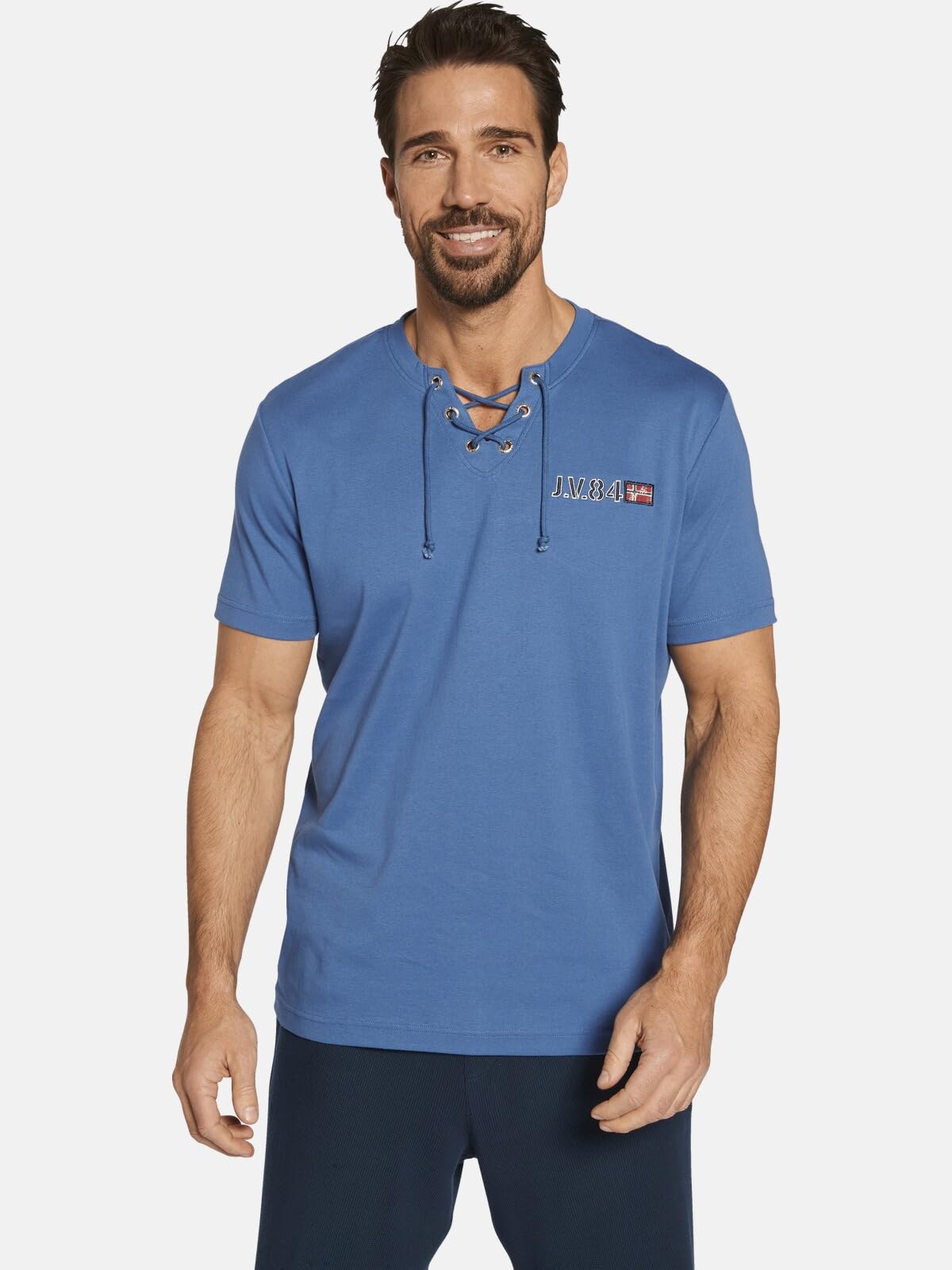 Jan Vanderstorm Camiseta Mayko de manga corta para hombre, azul oscuro, XL