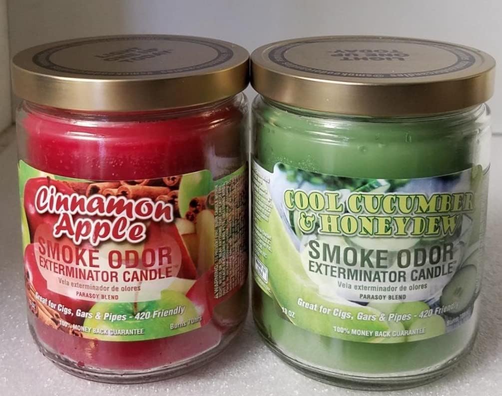 Smoke Odor Exterminator Candle - Cool Cucumber & Honeydew Scent, 13oz Jar