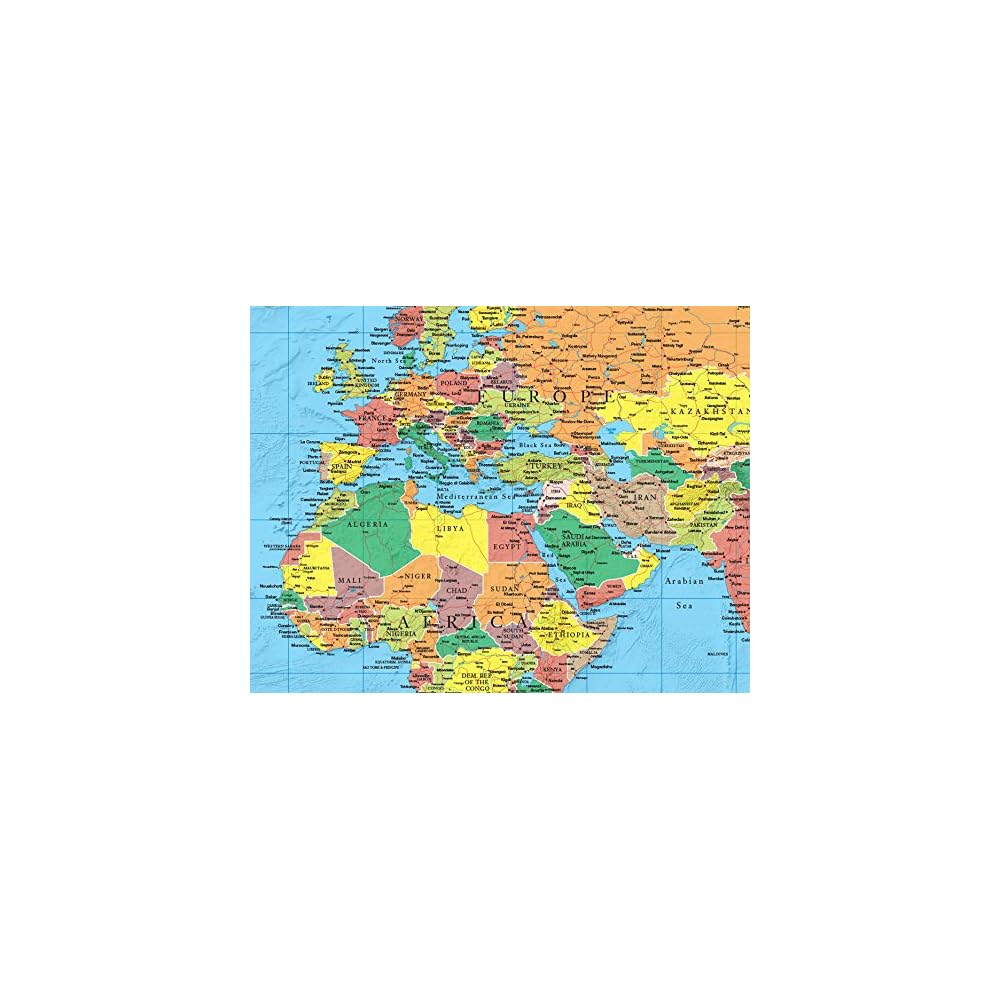 Buy 24x36 World Wall Map by Smithsonian Journeys Blue Ocean Edition