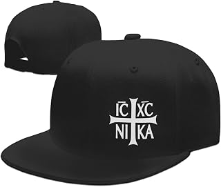 Christian Orthodox Cross Christogram Snapback Hat Golf Baseball Cap Flat Bill Brim Black Dad Hats for Men Women