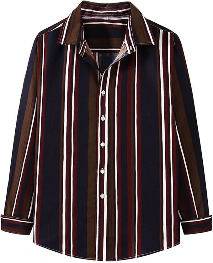 Amazon Co Jp シャツ メンズ Chenyoulan 柄シャツ 開襟シャツ シンプル Tシャツ 薄手 Yシャツ 大きいサイズ 折り襟 ストリート系 カジュアルシャツ ワイシャツ おしゃれ 長袖 派手 通勤 トップス 通気性 ストライプ 春 夏 秋 吸汗速乾 上着 柔らかい 服 ファッション小物