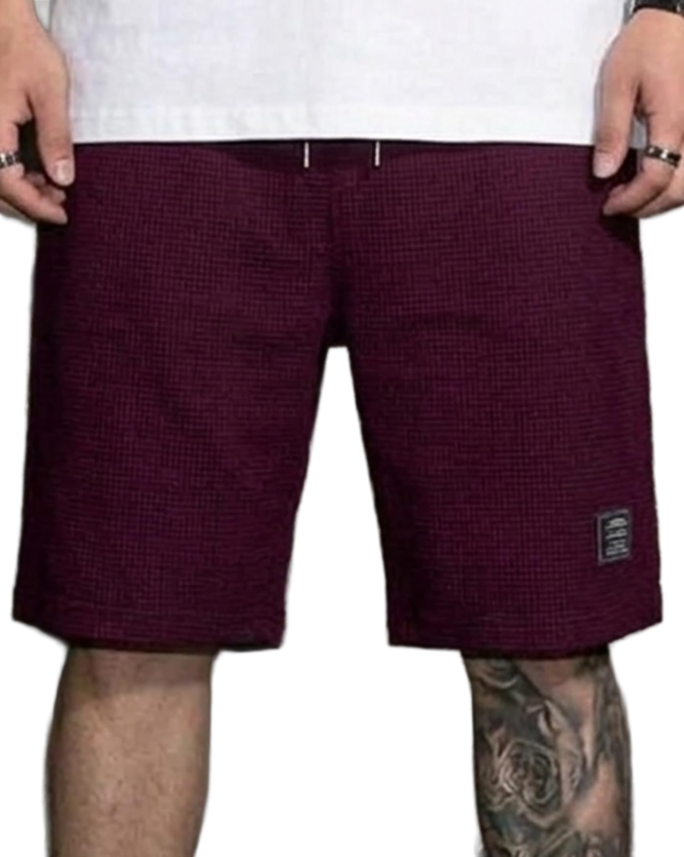enitor Men's Solid Drawstring Waist Casual Knee Length Boxers,Solid Men Beige Basic Boxer's-picture-10