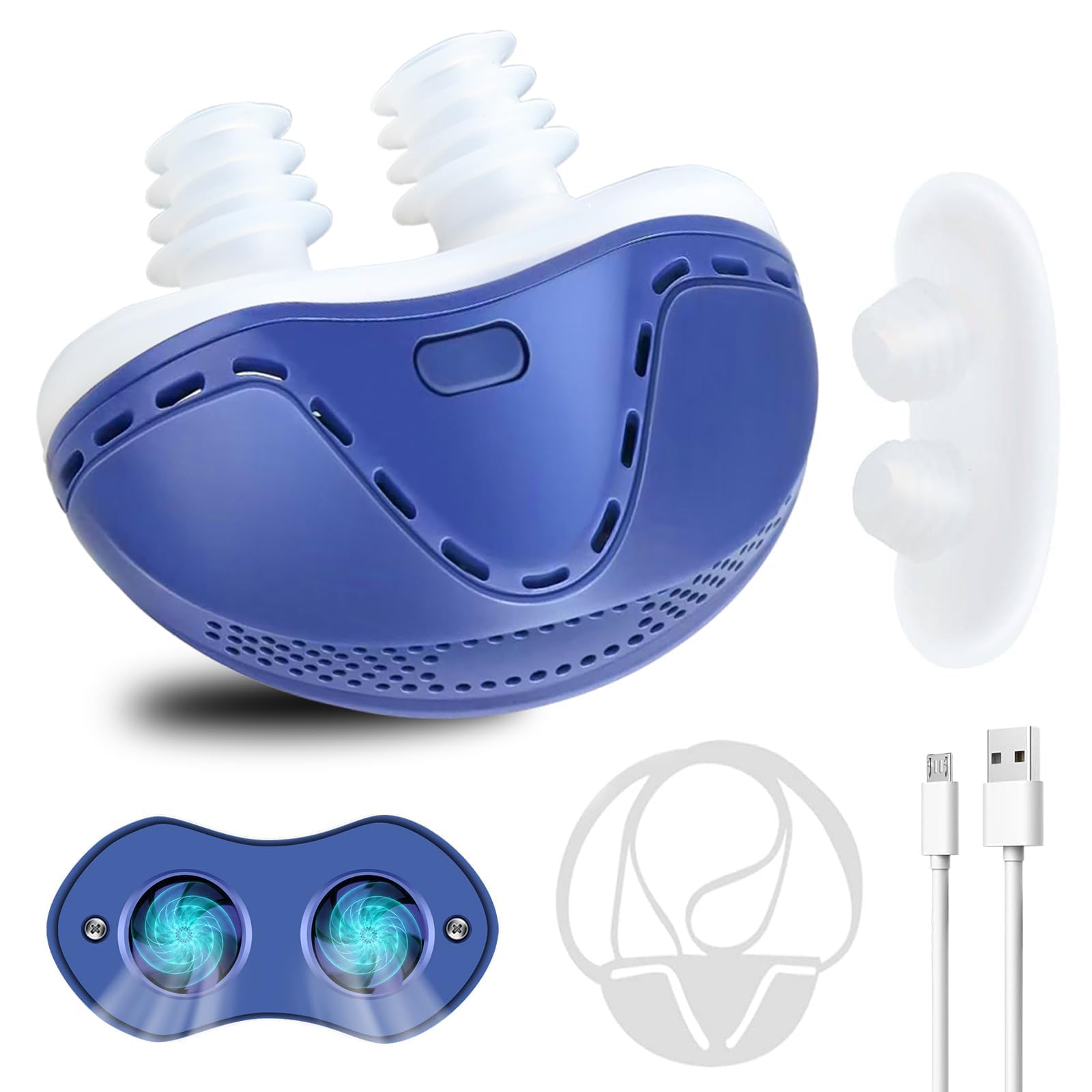 Photo 1 of Anti Snoring Devices, Electric Anti Snoring Device, Effective Snoring Prevention, Sleep Apnea Devices for Men and Women, Adjustable Wind Speed, Suitable for All Nose Shapes, Blue-ERT021
