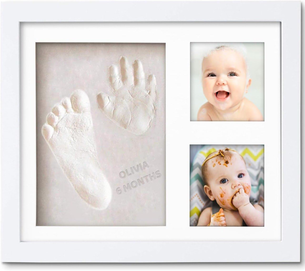 Baby Hand, Foot Print & Photo Frame for New Born Memories Picture Frame Kit Infant Clay Molds Baby Footprint Kit Dog Paw Print Markers Kit (Square)-image-12