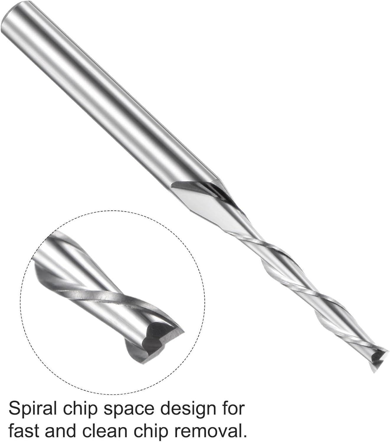 uxcell Spiral End Mill Cutter Set, 1/8" Shank 1.0 x 6mm 2.0 x 15mm, Solid Carbide Flat Nose Upcut Milling Cutter CNC Router Bits 2 Flute for Acrylic PVC MDF Hardwood 10pcs