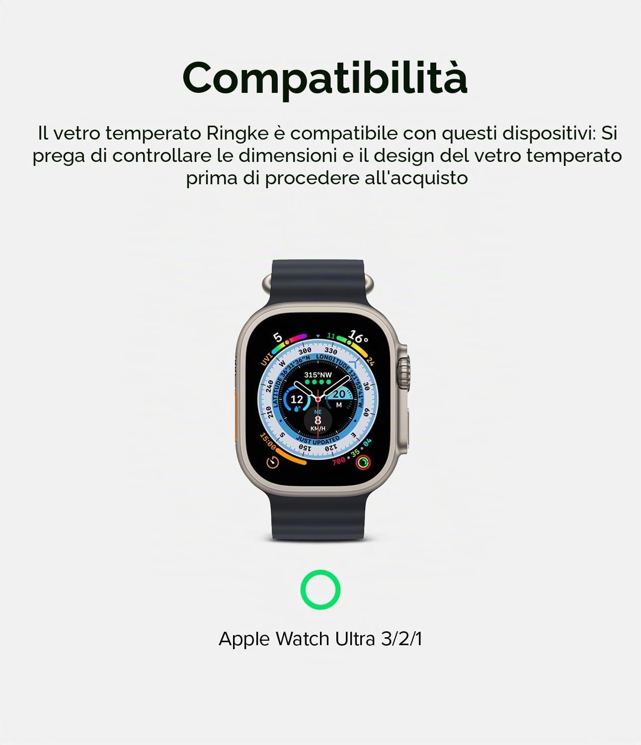 Ringke Glass per Pellicola Apple Watch Ultra 3/2 / 1 | 4 pezzi, vetro temperato, trasparente, facile installazione