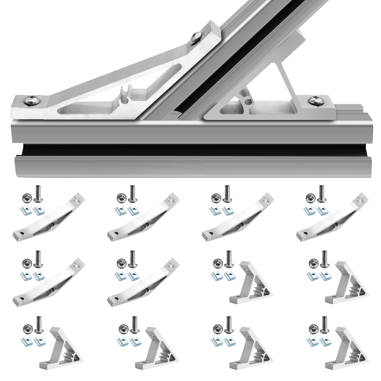 Seekliny 12pcs 2020 45/135 Degree Corner Bracket Connector 2020 Extrusion Hardware T-Slot V-Slot Accessories with Screws and Nuts for 2020 Extrusion Angle 3D Printer Framing Accessories Silver