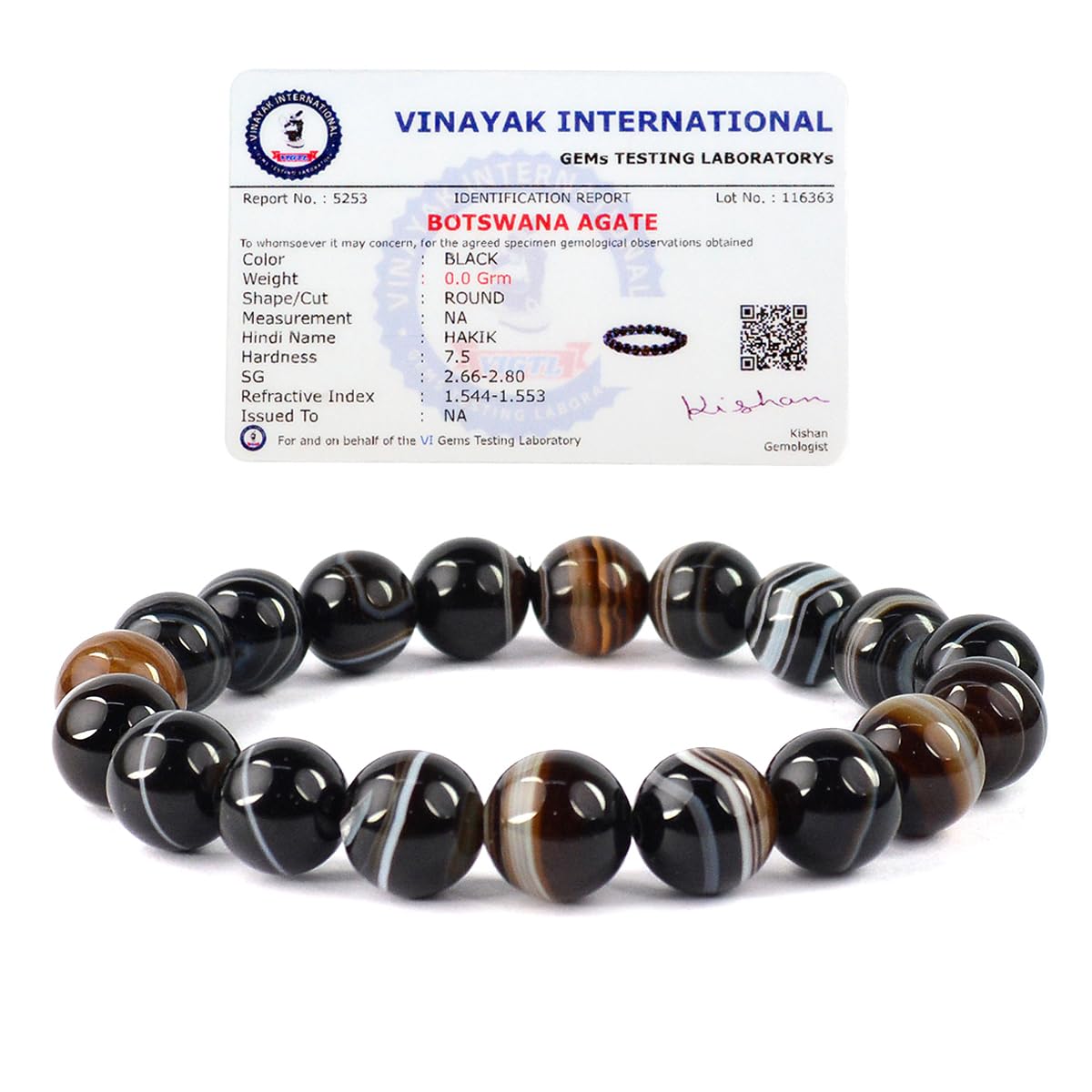 Natural Black Sulemani Hakik Bracelet Crystal Stone 10 mm Round Bead Bracelet for Reiki Healing and Crystal Healing Stones (Color : Black)