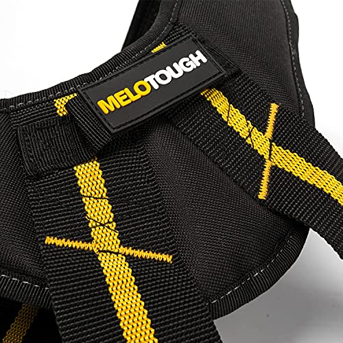 Image of MELOTOUGH Tool Belt Suspenders with Foam Pads Phone Holder Key Chain | Breathable Padded Foam, Ease Tool-Belt Strain, Yellow Color, Adjustable Strap, Ideal For Construction Work, Carpenters Rig