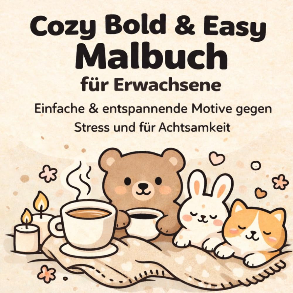 Cozy Bold & Easy Malbuch für Erwachsene: Einfache Ausmalbilder mit dicken Linien für Entspannung, Stressabbau und kreative Auszeit – Perfekt für Anfänger & Fortgeschrittene