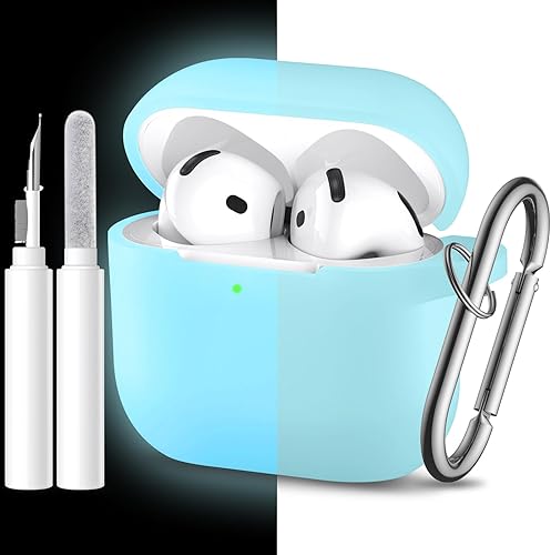 Vista 22 de Funda protectora completa de silicona suave para AirPods 4 con llavero y kit de limpieza, compatible con Apple Airpods 4 para mujeres y hombres