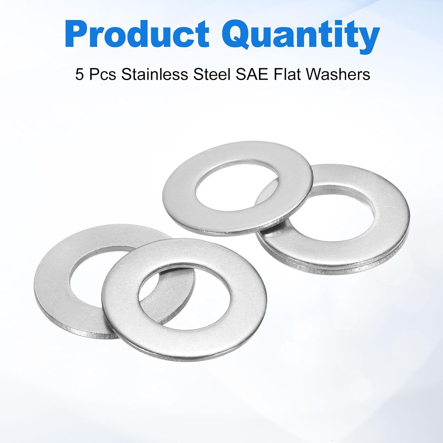 uxcell 5Pcs 1-1/2" Stainless Steel SAE Flat Washers, 1.64" ID x 3" OD x 0.15" Thick Round Metal Washers for Screws Bolts Machinery Repair Accessories, Outdoor Construction