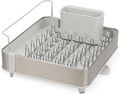 Miniatura 3 de Joseph Joseph Extend - Escurridor de platos extensible de acero con soporte extraíble para cubiertos con boquilla de drenaje giratoria, acero