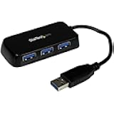 StarTech.com 4-Port USB 3.0 SuperSpeed Hub - 5Gbps - Portable Mini Multiport USB Travel Dock - USB Extender Black for Business PC/Mac, laptops, TAA (ST4300MINU3B)