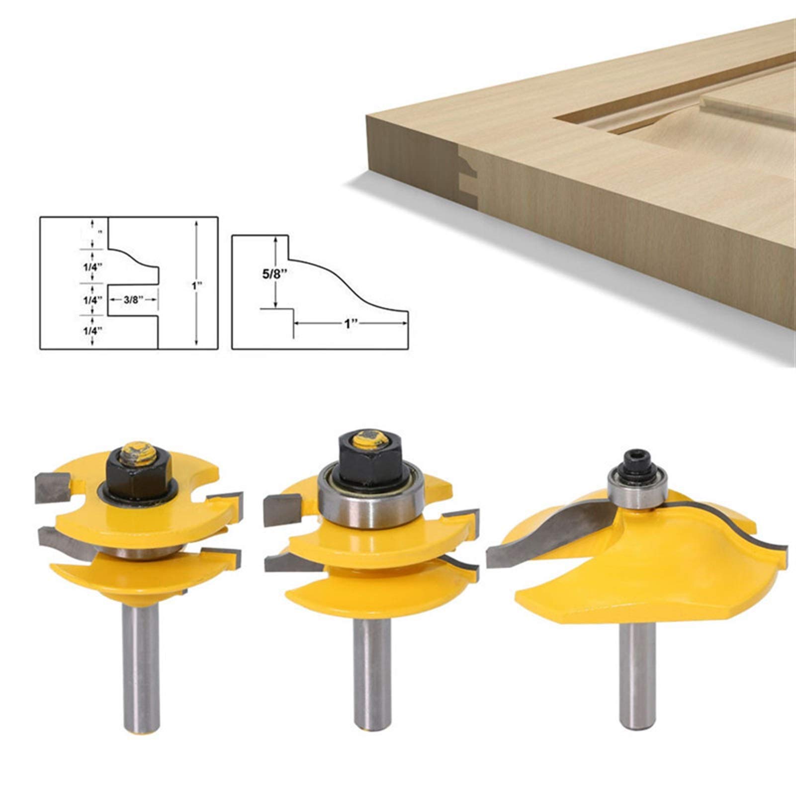 Fresa Per Pannelli Smussati FivePears - Gambo 1/2", Diametro 3-1/8", Per Porte Armadio