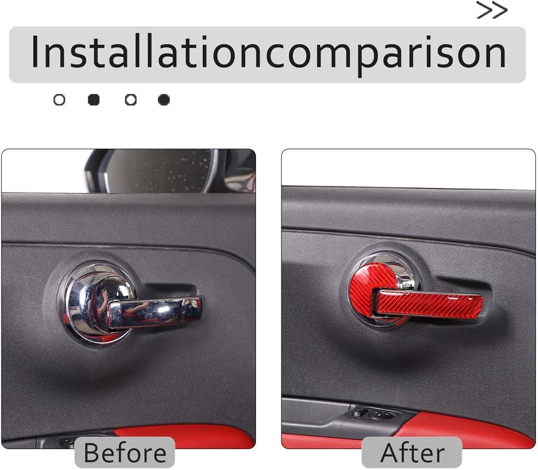 Soft Carbon Fiber Car Inner Door Handle Frame Sticker Trim Stickers for Fiat 500 2010 2011 2012 2013 2014 2015 2016 2017 2018 2019 2020 2021 2022 Interior Car Accessories (Red Carbon Fiber)