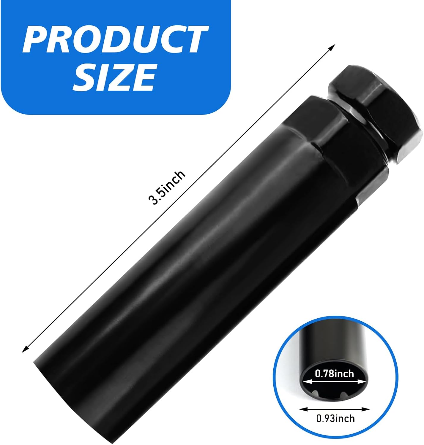 Large 6 Spline Lug Nut Socket, Wheel Lug Nut Key, Fuel Rim Lug Nut Lock Removal, for 21 mm(13/16 Inch)&22 mm(7/8 Inch) Hex Socket Wrench, Replacement Aftermarket 6 Spline Lug Nut