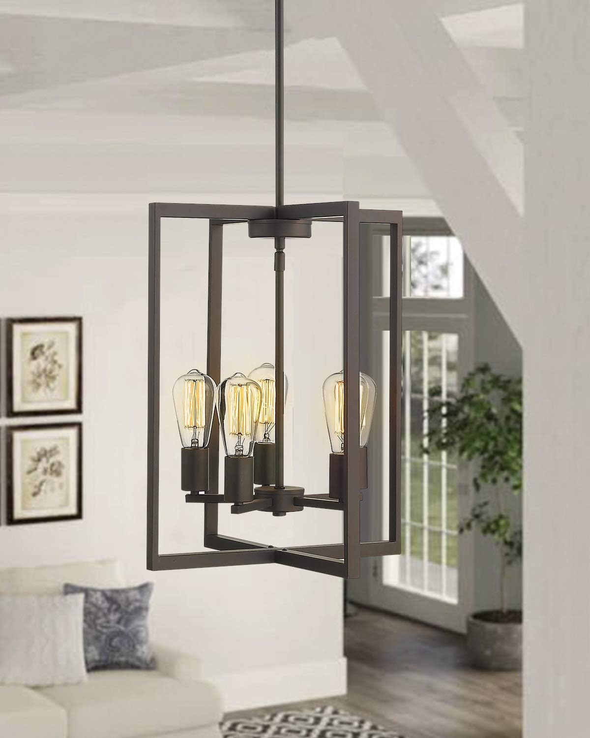 Black Friday 🔥 Emliviar 5-Light Lantern Pendant Light, Vintage Chandelier for Dining Room, Oil Rubbed Bronze Finish, 2A2-D5 ORB