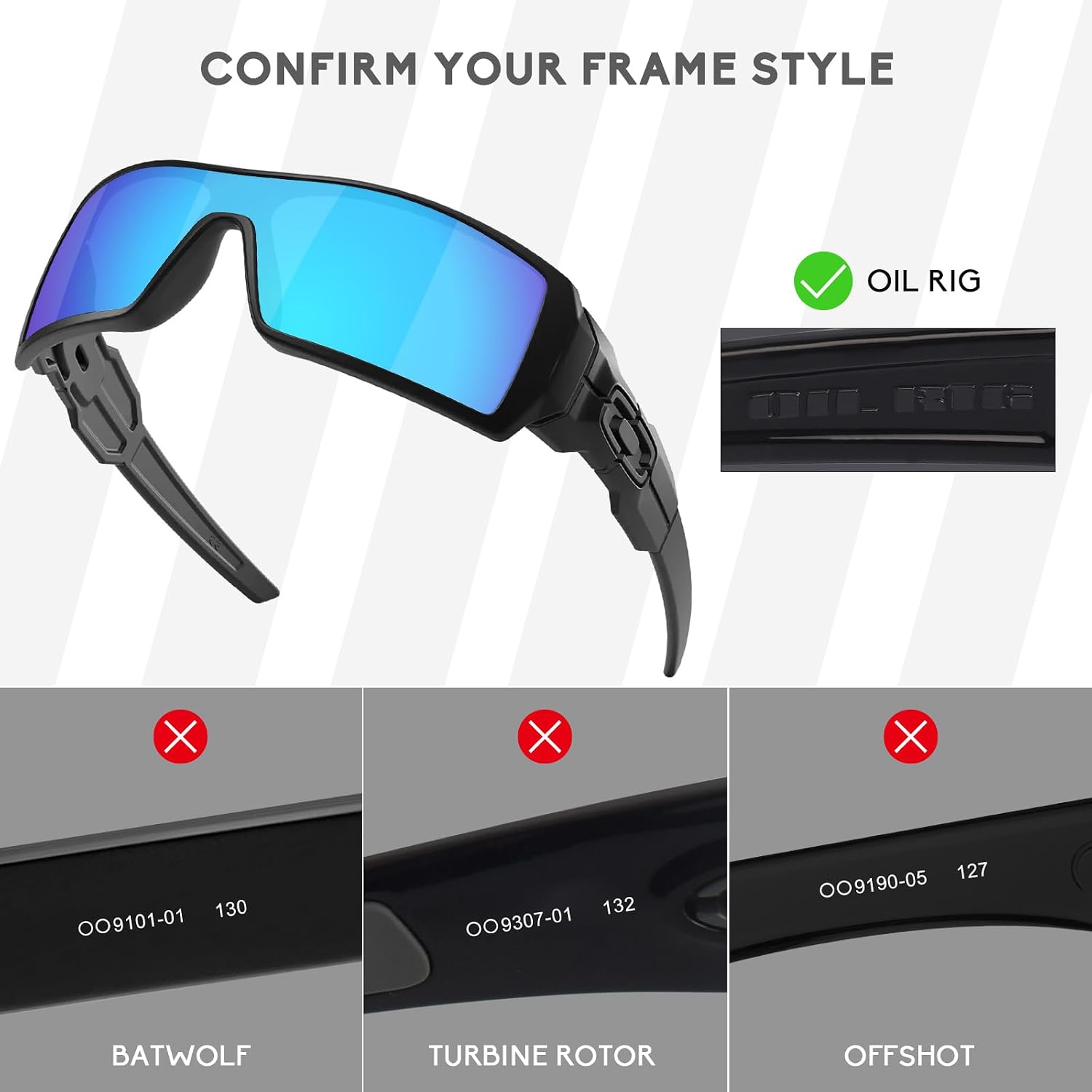 5 Pieces Polarized Replacement Lenses for Oakley Oil Rig Sunglasses, Anti-Scratch and Impact Resistant