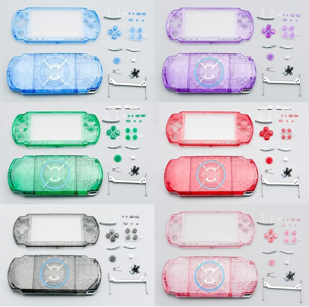 Clear Full Housing Shell Cover Colorful Hard Case with Buttons Set for PSP 3000 Game Console (Clear Blue)