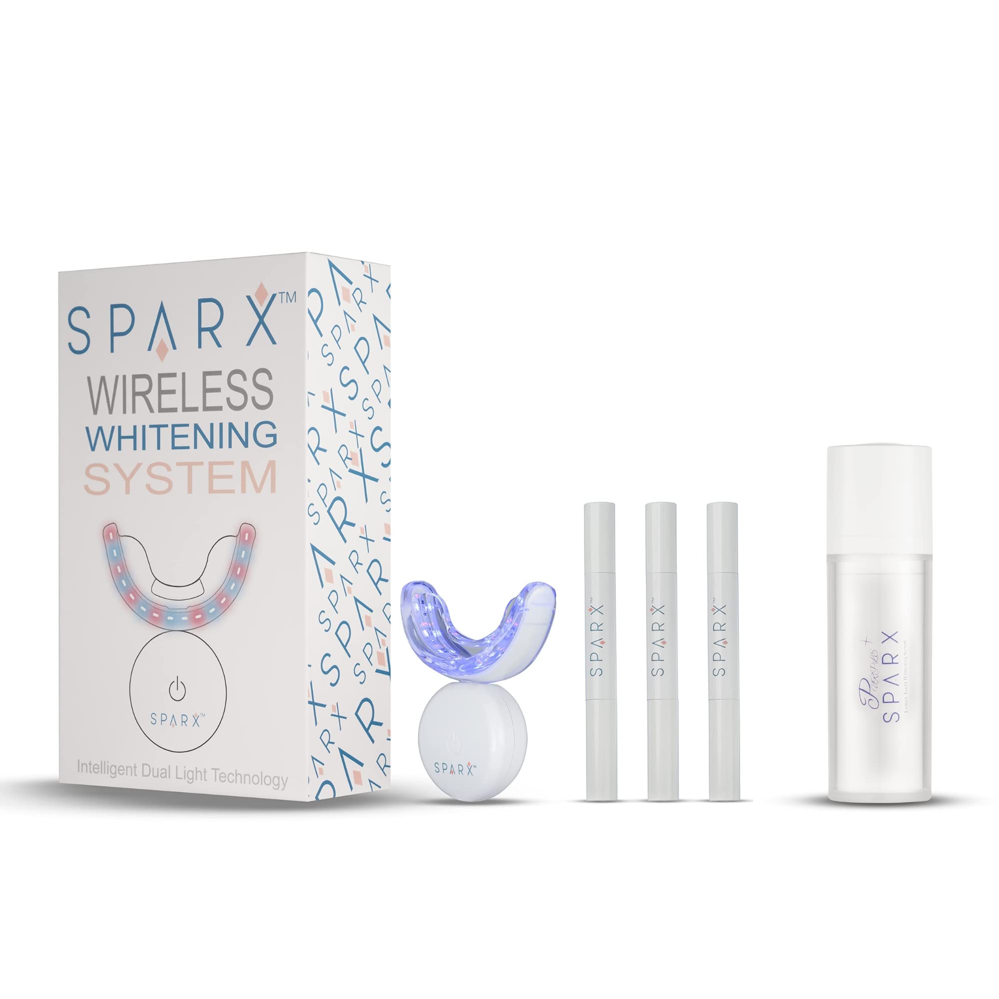 Sparx Teeth Whitening Kit with LED Light for Sensitive Teeth, Fast Teeth Whitener with Purple Toothpaste for Teeth Whitening, Brightener, Stain Removal Support, Teeth Whitener for Yellowing Smile Toot