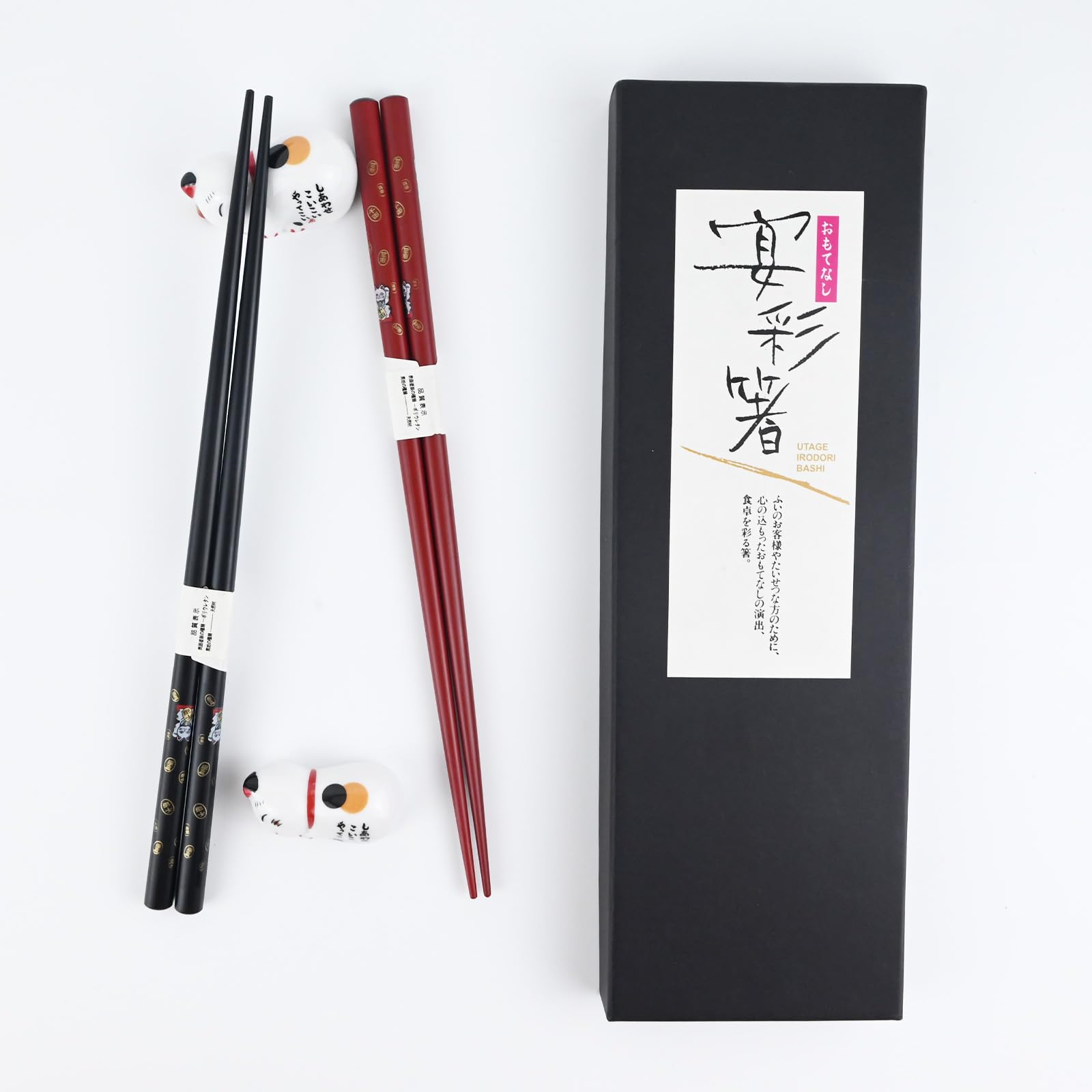 Bacchette Sushi In Legno Con Portabacchette - 2 Paia Riutilizzabili Per Cucina Giapponese E Cinese