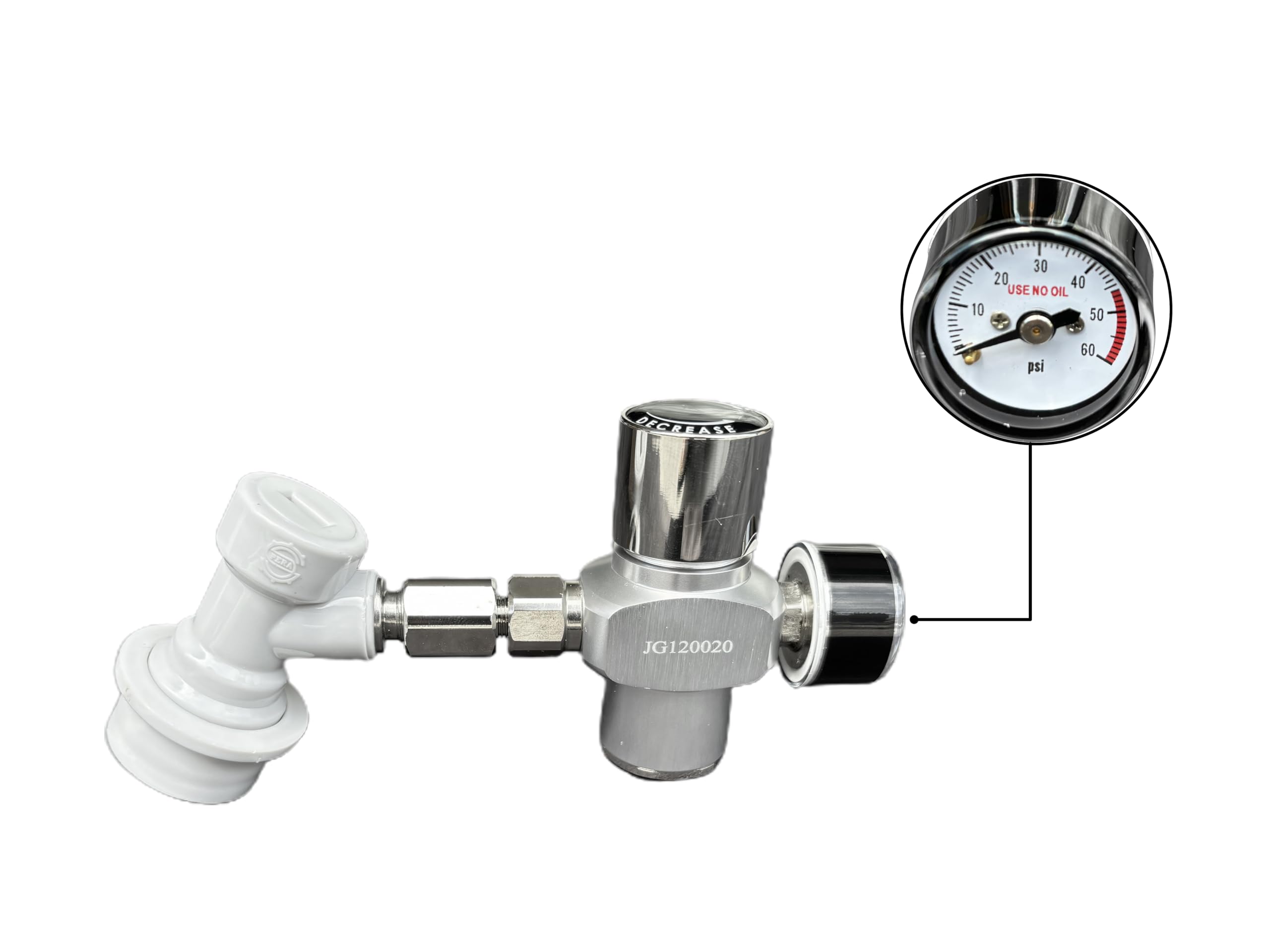 Semfeil Brew 0-60 PSI Mini Keg Co2 Regulator Hombrew Ball Lock Keg Regulator Beer CO2 Charger Portable Beer keg Regulator Mini Barrel Regulator Beer Growler Outdoor Picnic Party Carbonation CO2 Gas