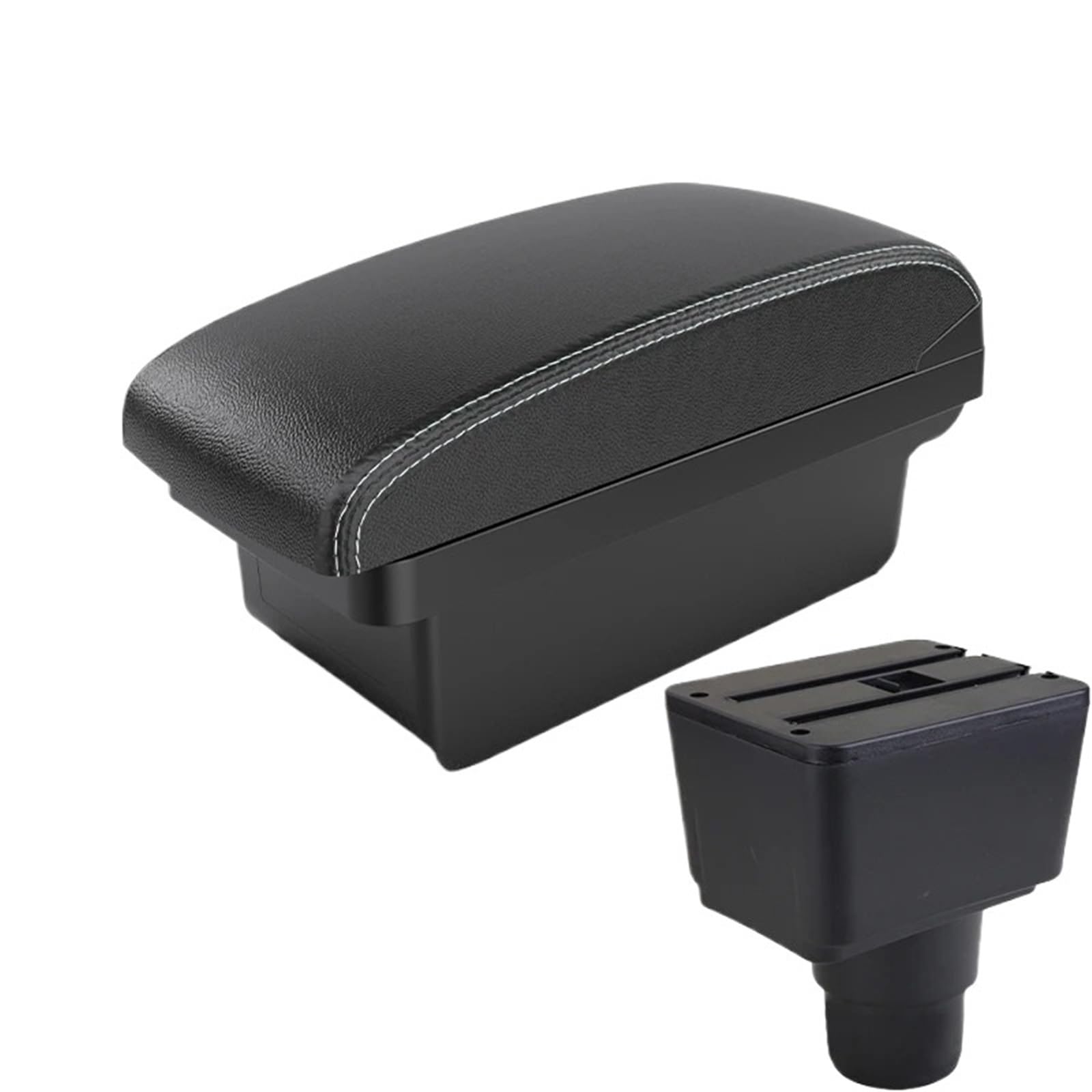 AWGNTQQ Car Armrests For EcoSport 2018-2024 Car Center Console Modified Double-layer Storage Box In-car USB Armrest Accessories(A3 Black white NOUSB)