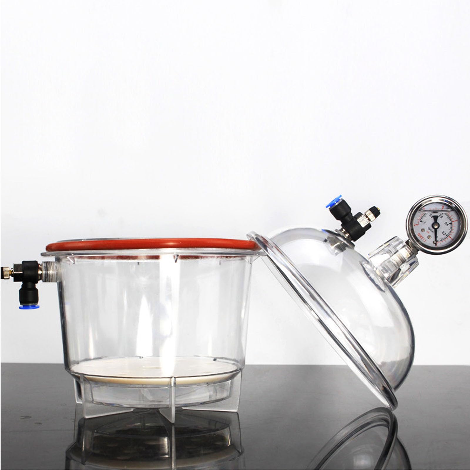 Vakuum-Exsikkator, 250mm Acryl-Labor-Trocknergefäß, Labor-Exsikkator Mit Manometer, Versiegeltes Glas Aus Polycarbonat-Kunststoff, Zum Vakuumtrocknen Und Aufbewahren