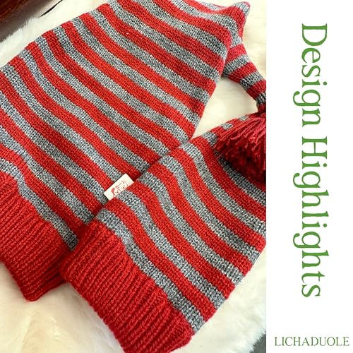 LICHADUOLE 4-TLG. Weihnachts-Set für Plüschtiere (30cm Teddybär) – Rote Latzhose + Weißer Pullover + Grüner Schal + Weihnachtsmütze | Passend für Bashful Hasen,Bartholomew Bären (Plüschtier separat)