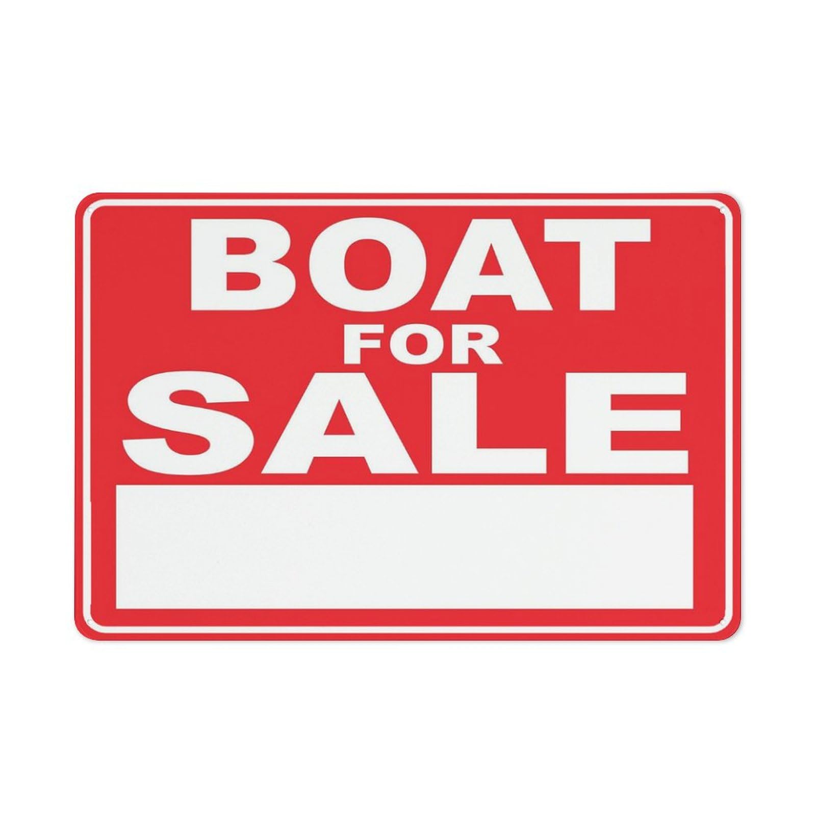 Boat For Sale Sign, 8x12 Inch Metal Aluminum, Pre-Drilled Holes for Easy Mounting, Indoor/Outdoor Use for Fence, Door, Gate