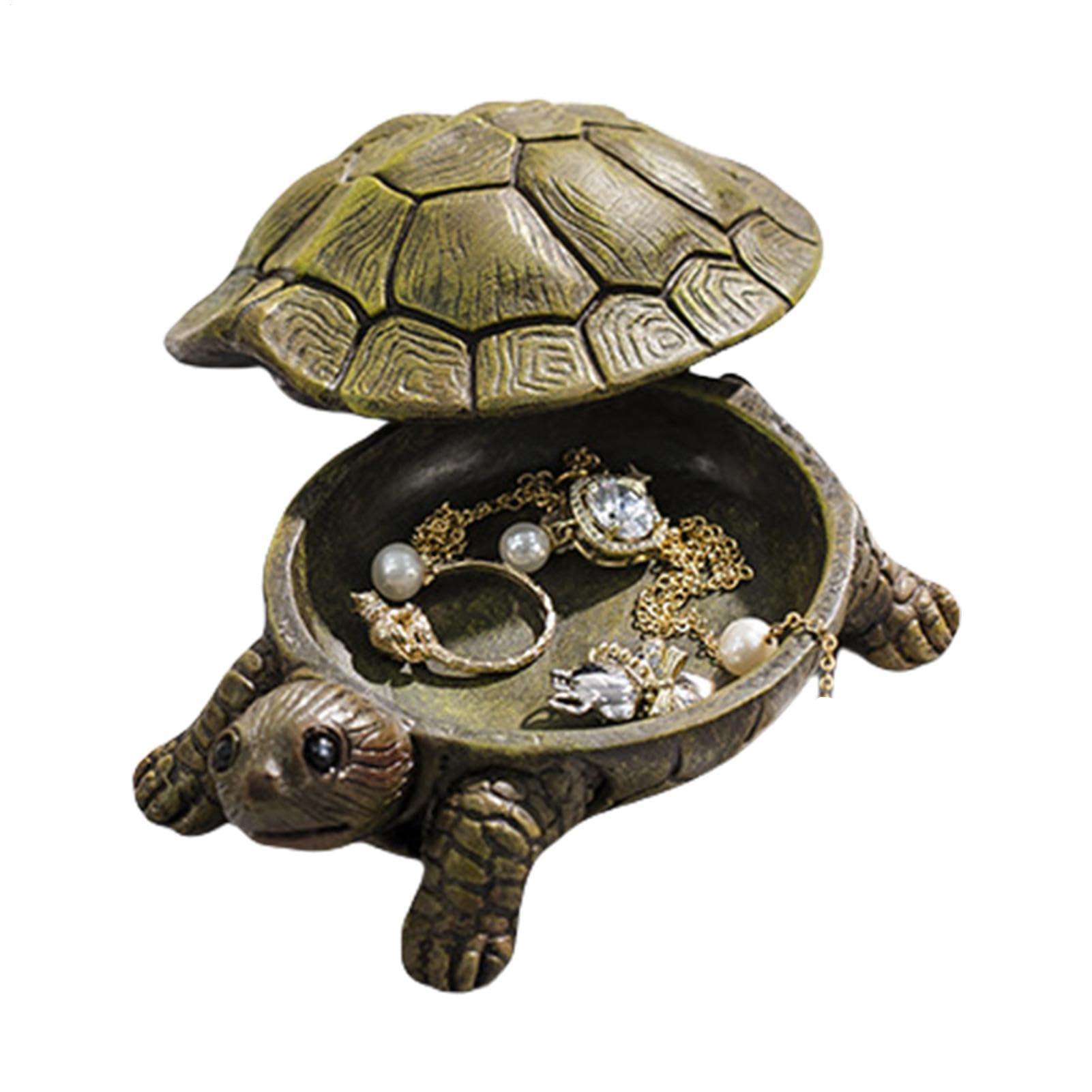 Boîte à bijoux tortue vintage en résine pour le rangement de bagues