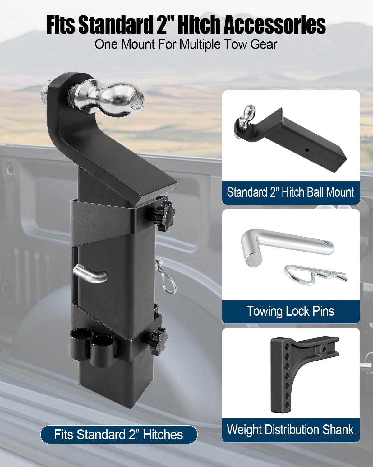 Trailer Hitch Holder for Truck Bed, Ball Hitches Mount, Screw-in