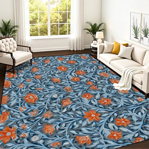 PeeNoke Floral Fall Boho Vintage Orange Flowers Vines Petals Leafy