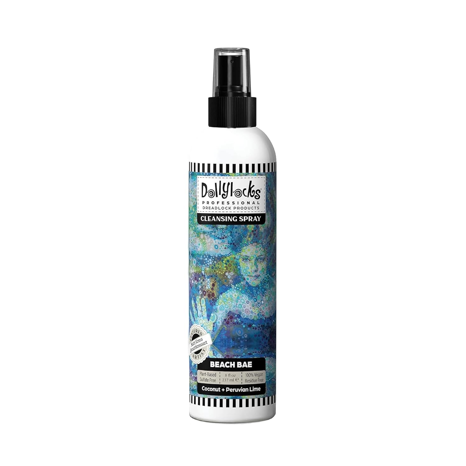 Dollylocks Cleansing Rinse-free Shampoo Spray | Removes Build-up + Moisturizes | Plant-Based Residue-free Vegan | Locs, Braids, Hair Extensions, Dreadlocks | Coconut Lime | 8oz