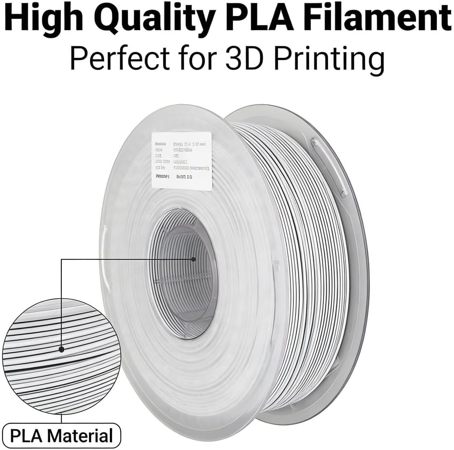 Double Color PLA Filament, Black and White, 1.75mm 2kg Bundle - Silky Shiny Finish, Minimal Warping, Ideal for Dual 3D Printer Use