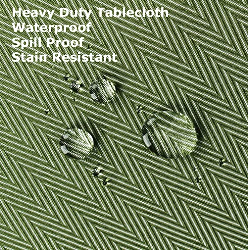 Tektrum 70 X 70 Inch Square Herringbone Jacquard Textured Tablecloth Table Cover - Waterproof/Spill Proof/Stain Resistant/Wrinkle Free/Heavy Duty -Great For Banquet, Parties, Dinner, Wedding (Green)  #TOP1