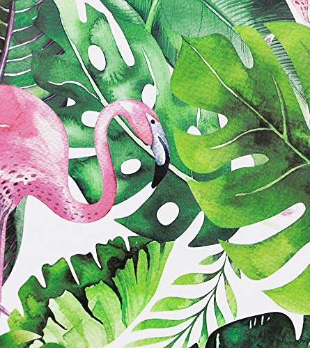 Haokhome 93013 Watercolor Flamingo Tropical Peel And Stick Wallpaper Removable Green/Pink Vinyl Self Adhesive Shelf Liner 17.7In X 9.8Ft #TOP5