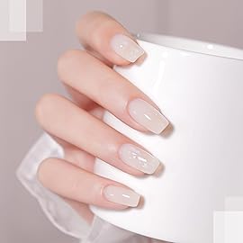 GAOY Jelly Gel Nail Polish, 16ml Sheer White Translucent Soak Off Gel Polish, UV Light Cure for Nail Art DIY, 1439 Creamy White